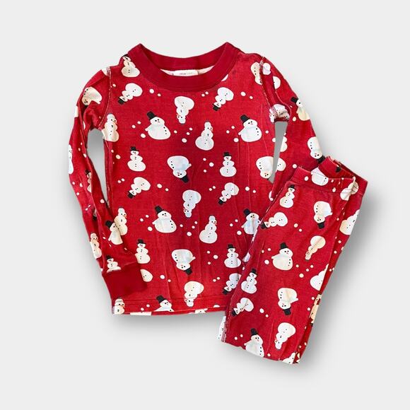 Hanna Andersson Red Snowman Pajamas 110 cm 5T - Picture 1 of 11